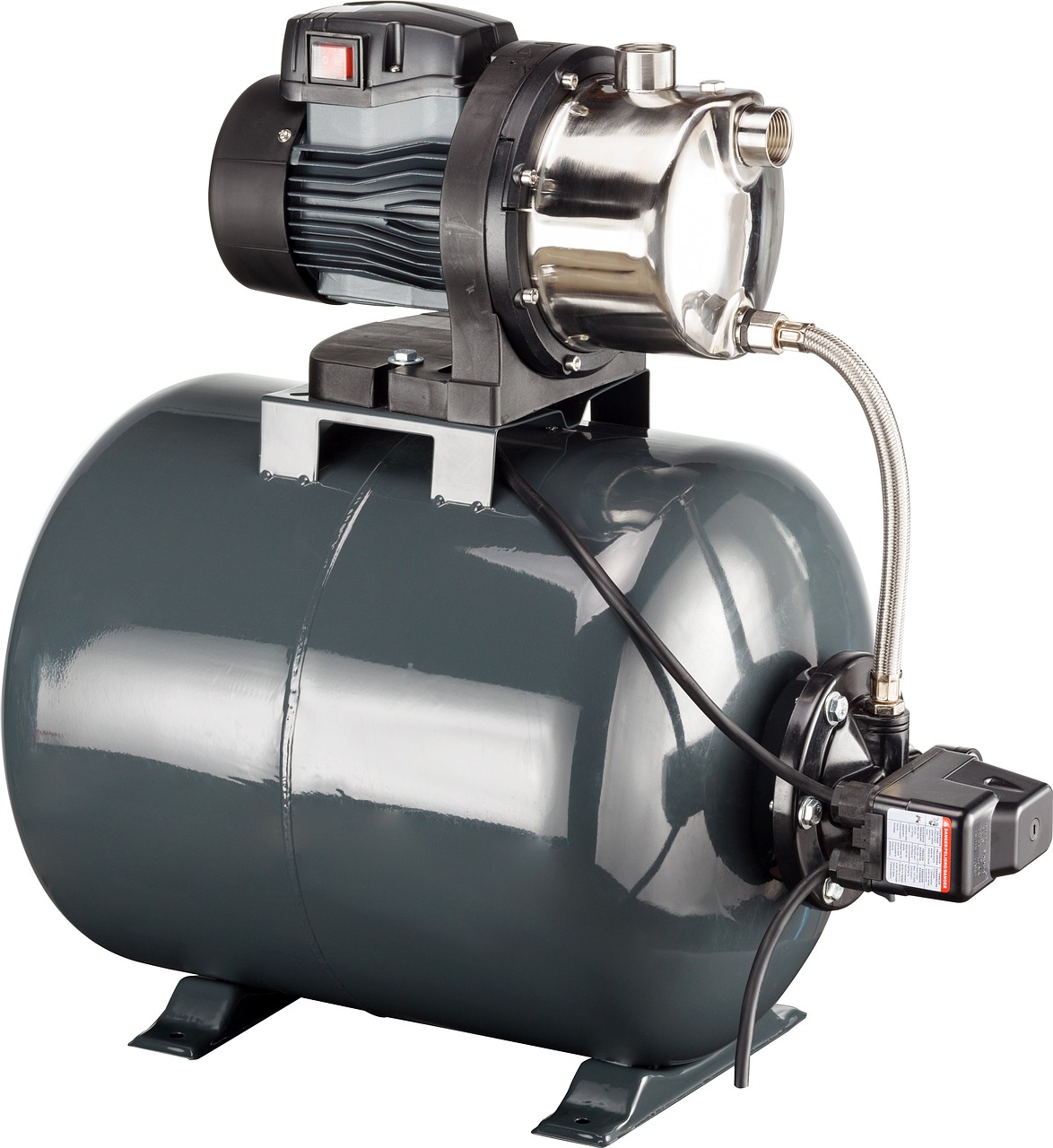HydroForce HWW 1200 Edelstahl-Hauswasserwerk (Grau/Silber - 24L Druckkessel - Selbstansaugend - 4500 l/h)